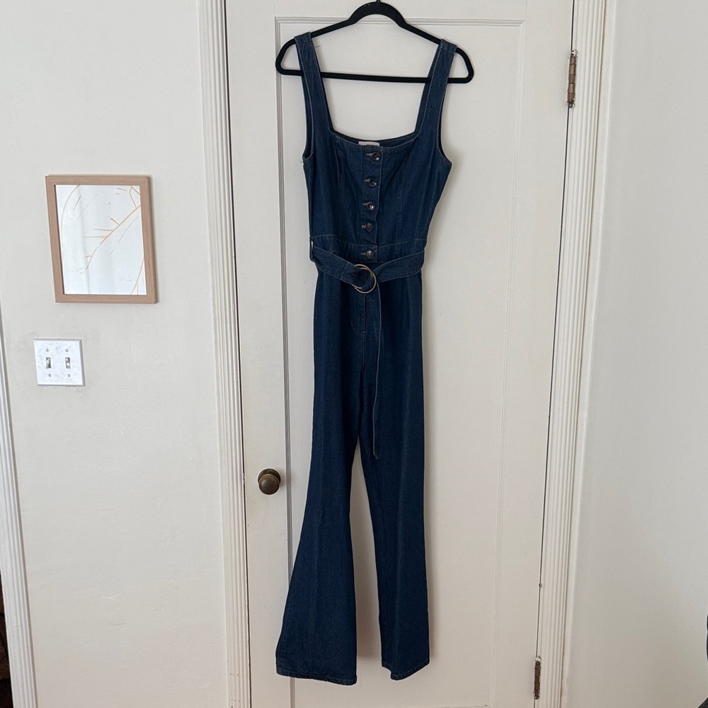 Isalis Belted Denim Jumpsuit size M